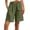 Army Green, variant on Pleated Bermuda Shorts for Women Adjustable Waist Classic Shorts With Snap Zipper Exterior Pocket Relaxed Fit Banded Waist Rigid Waist for Everyday Vacation