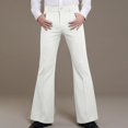 thumbnail image 2 of GHSOHS Twill Cotton Bell Bottom Pants for Men Retro 60s 70S Bell Bottoms Disco Pants High Waist Chinos Pants Retro Flared Trousers with Pockets White,S, 2 of 5