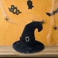 thumbnail image 4 of Happydeer Velvet Witch Hat with Mysterious Button Design, Wide Brim Cap, Solid Color, 4 of 11