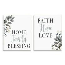 Stupell Industries Faith Hope Home Family Phrases Soft Black Florals, 13 x 19, Design by Kim Allen