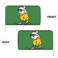 thumbnail image 3 of Leather Thin Slim Wallets for Women Men - Cool Skateboarding Bulldog Clutch Card Wallet for Women Men with Zipper, 3 of 7