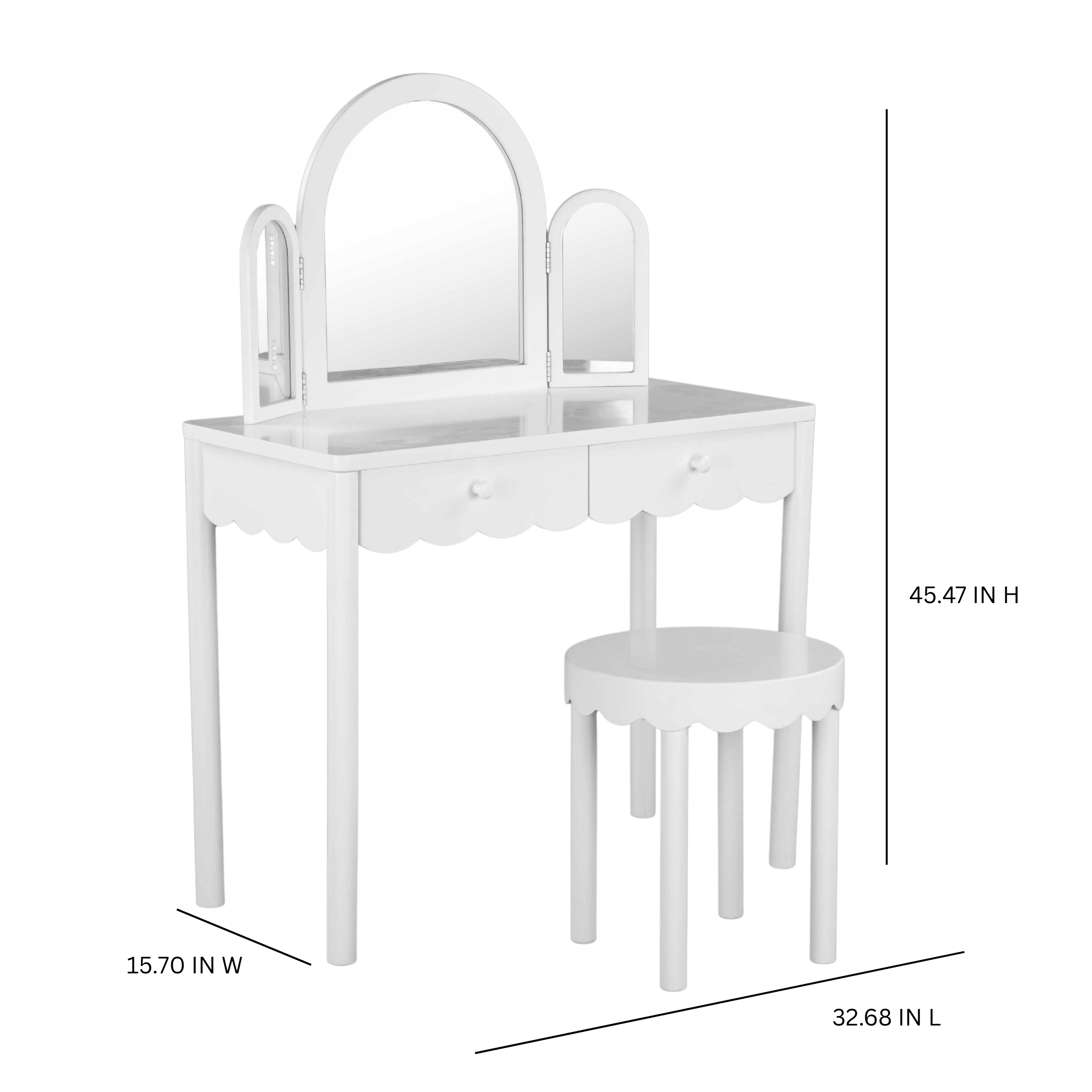 Mainstays Kids Scallop Vanity and Stool Set