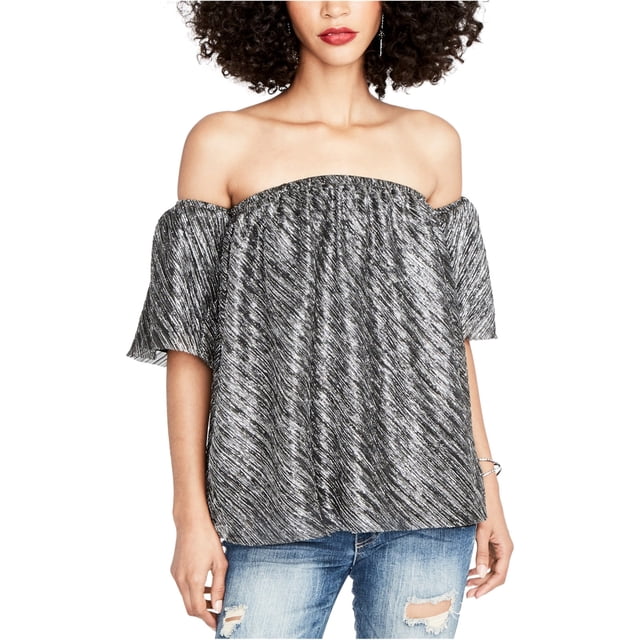 Rachel Roy Blusa de punto texturizado para mujer, negro, XS