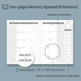thumbnail image 4 of POPRUN Monthly Planner 2027-2028, 6.5" x 8.5" (Jan 27-Jun 28), 18 Month Calendar Book with Pocket & Monthly Tabs, Leather Softcover, Night Sky Blue, 4 of 9