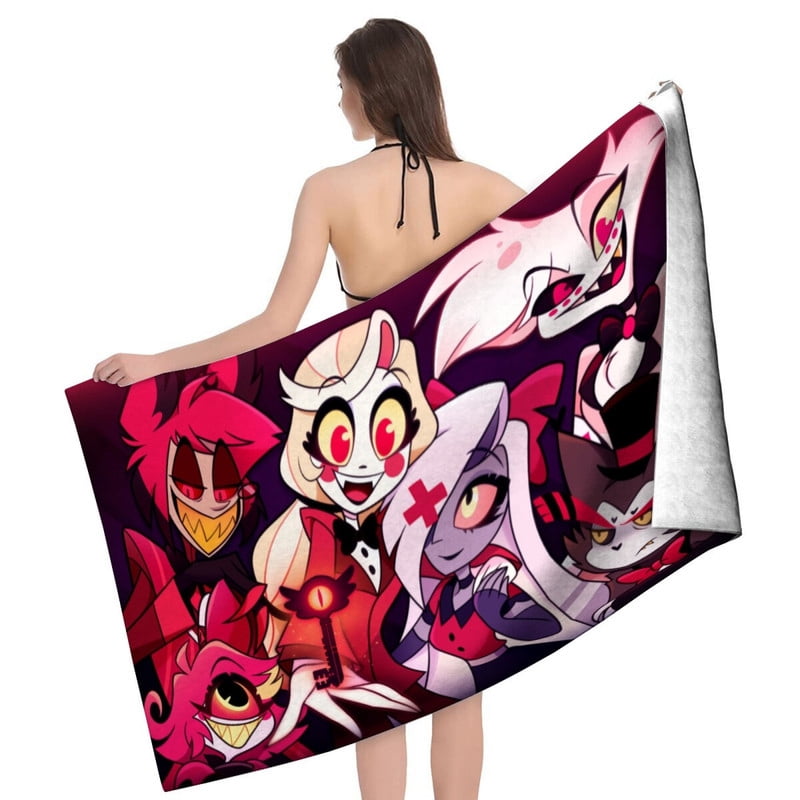 Hazbin Hotel Anime Gifts Beach Towel for Women Kids Birthday Bath Outdoor Quick Dry Lightweight 30.7×63in