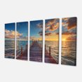 thumbnail image 2 of Lever de Soleil Brillant sur la Jetée de la Mer - Moderne Toile Art Print, 2 of 3