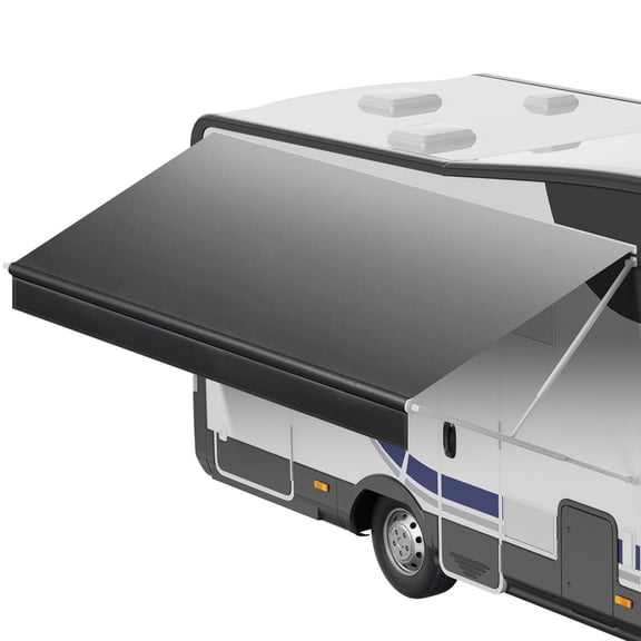 15ft RV Awning Replacement Fabric 18oz Heavy Duty Weatherproof Vinyl UPF50 Waterproof Outdoor Canopy for Camper Motorhome Trailer Black Fade