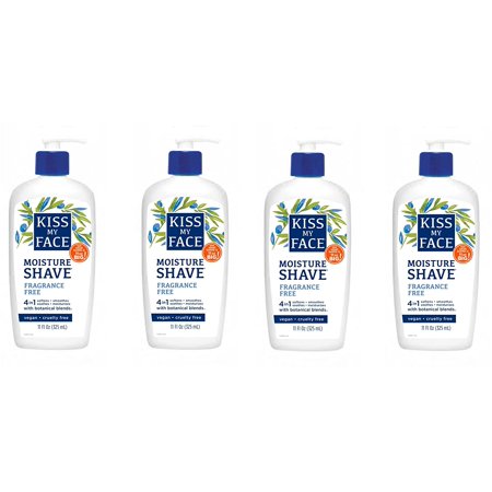 Kiss My Face Moisture Shave, Fragrance Free 4-in-1 ( Pack of 4)