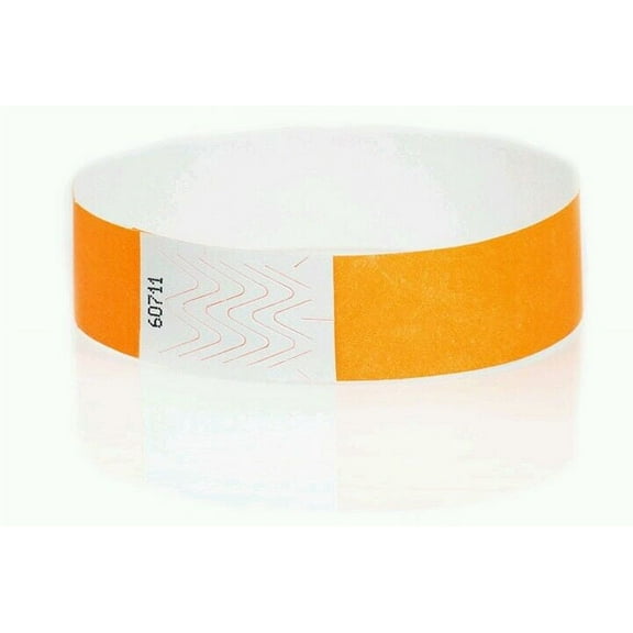 100 3/4" NEON ORANGE WRISTBANDS,  PAPER WRISTBANDS, WRISTBANDS FOR EVENTS