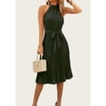 thumbnail image 3 of FreshPretty Women's Summer Sleeveless Halter Neck Pleated Midi Cocktail Dresses A Line Flowy Beach Sun Dress with Belt, 3 of 6