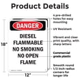 thumbnail image 2 of (2 Pack) Diesel Flammable No Smoking No OSHA Danger Sign 12 Inch X 18 Inch Plastic Sign, Weather Resistant, UV Protected for Workplace, Business, and Construction Site, Made in the USA, 2 of 8