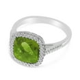 thumbnail image 3 of 14k White Gold Cushion Cut Peridot And Diamond Ring, 3 of 6