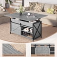 thumbnail image 6 of Vividwood Lift Top Coffee Table with Storage and Sliding Door, 4 in 1 Multi-Function Convertible Tea Table with Hidden Compartment, Farmhouse Center Tables with Wood Lift Tabletop for Living Room, 6 of 9