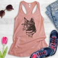 thumbnail image 2 of Hipster Cat Tank Top, Ladies Racerback Tank Top, Cat Lover Tank, Cat Glasses Tank, Nerd Tank, Cat Mom Tank, Desert Pink, Large, 2 of 3