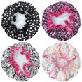 thumbnail image 2 of Wrapables® Stylish Double Layer Waterproof Shower Caps (Set of 4), Animal Print & Dots, 2 of 8