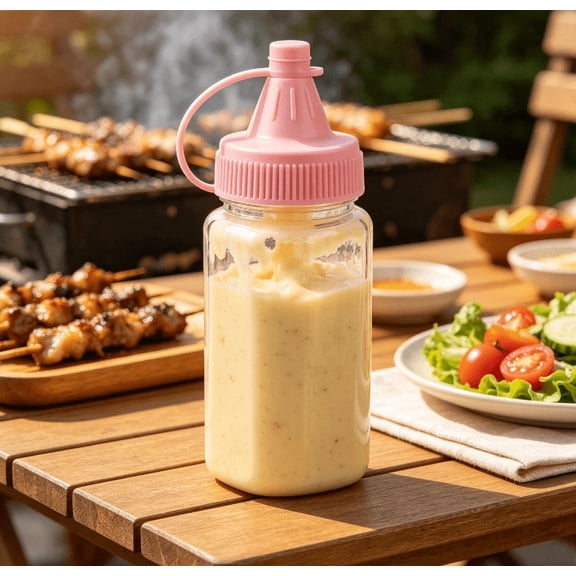 Outdoor Camping Squeeze Sauce Bottle, Lightweight Refillable Condiment Container with Leak‑resistant Cap for Picnic, Barbecue and Daily Kitchen Storage (Pink)