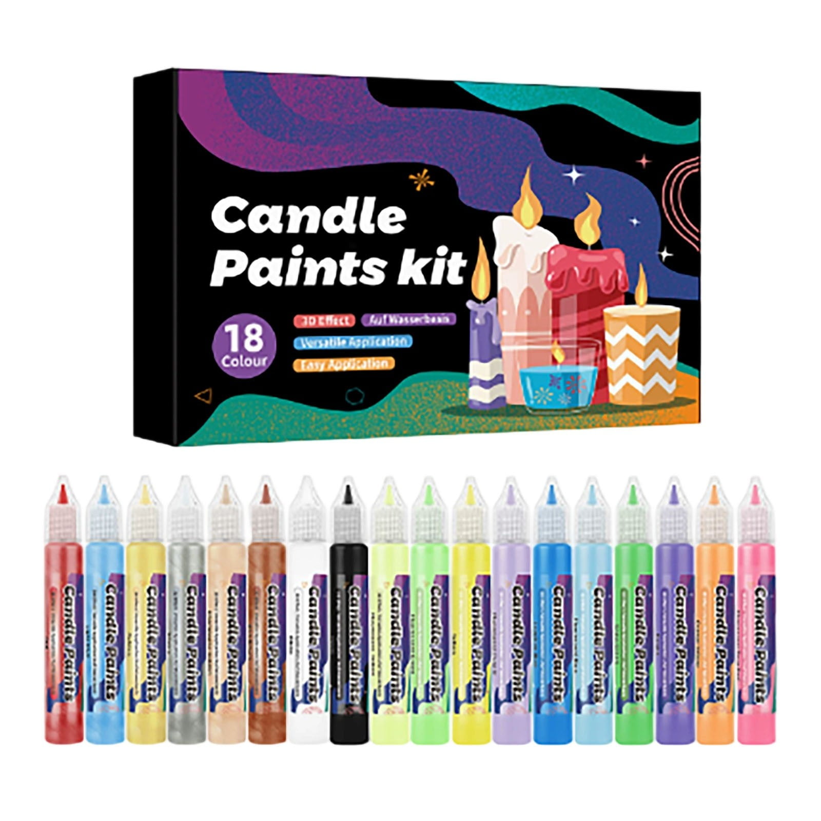 Candle Paints Kit Candle Painting For Kids DIY Craft Art Washable With Outliner Pen Create Your Own Stained Glass Window(270ml)