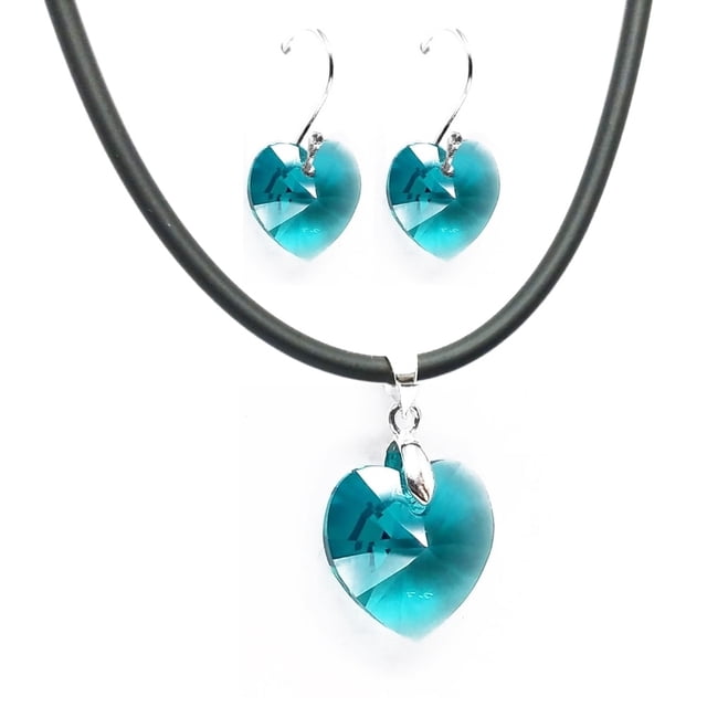 Juego de aretes y collar ZVEZDA Plata mexicana ley .925 Azul Zircon