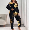 thumbnail image 2 of St. Patrick Plus Size Pajama Set for Women 2 Piece, Crewneck Long Sleeve Shirts with Pants Lucky Shamlock Clover Print Sleepwear Lightweight Holiday Pjs Fashion Trendy Lounge Set Black XXXXL, 2 of 6