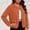 Orange, variant on Women's Short Tweed‑Style Jacket, Round Neck, Decorative Gold Buttons, Dual Patch Pockets, Smooth Fabric, Office‑Style Outercoat Red XXL