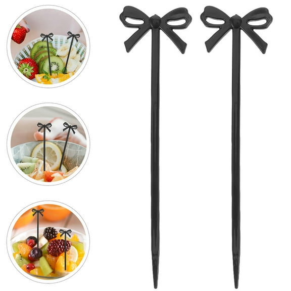 Raindrops Elegant Black Bow Cocktail Picks for Decor Reusable Plastic Picks Stylish and Functional 40 Pieces