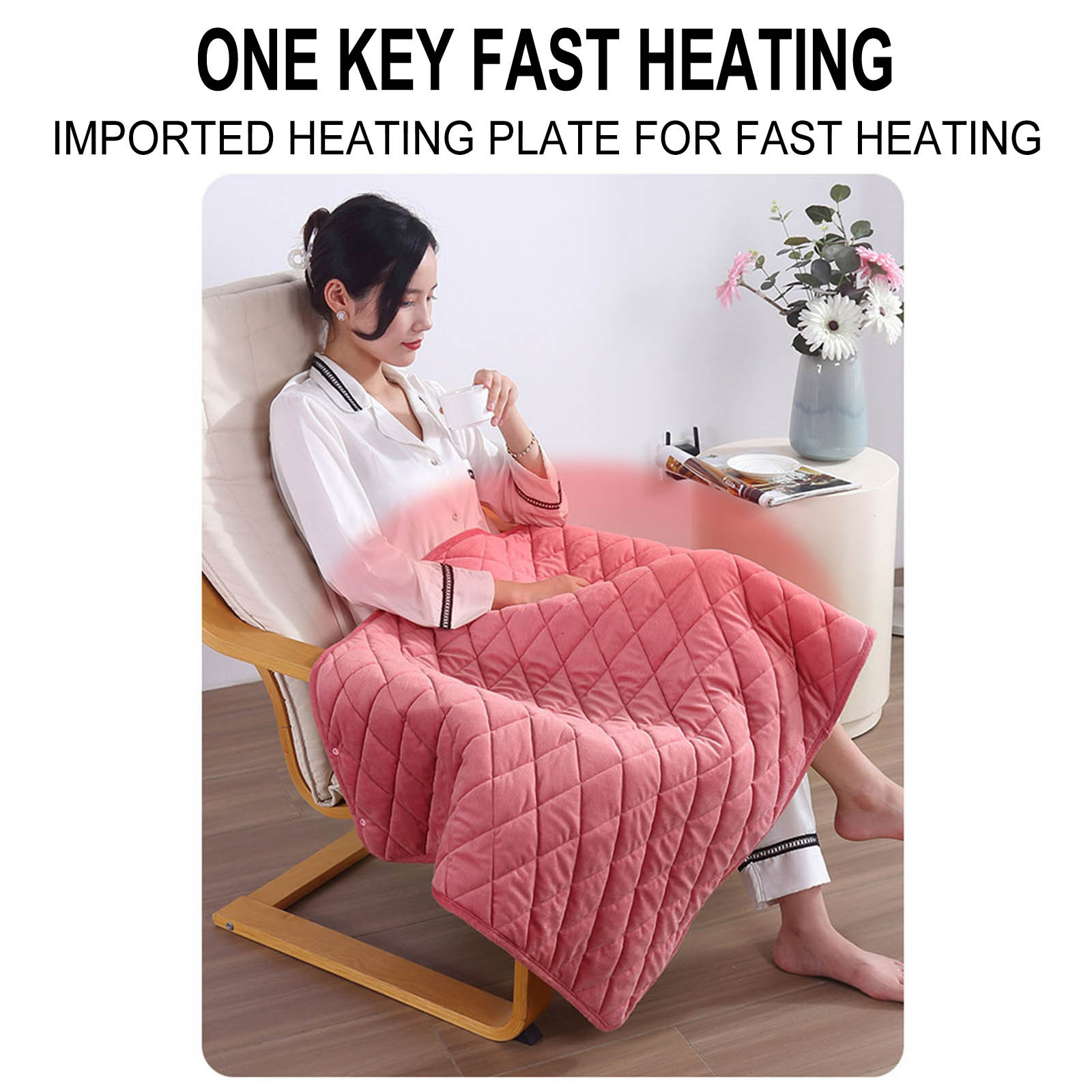 YiJuHui 1pcs Portable Heated Shawl, Cordless Heated Blanket Heated Shawl Wraps for Women Wearable Heated Blanket Battery Heated USB Charging 100x140cm(with zipper)