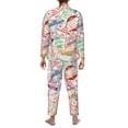 thumbnail image 5 of Kll Passport Stamp Sleepwear Mens Flannel Pajamas,Long Cotton Pj Set, 5 of 9