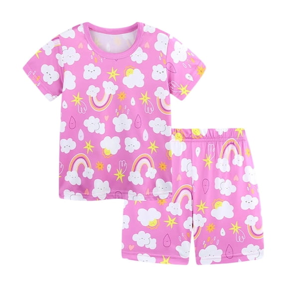 Girls Outfits Clothes 2 Piece Fashion Short Sleeve Top Shorts Casual Playwear Blend Girls' Clothing Sets