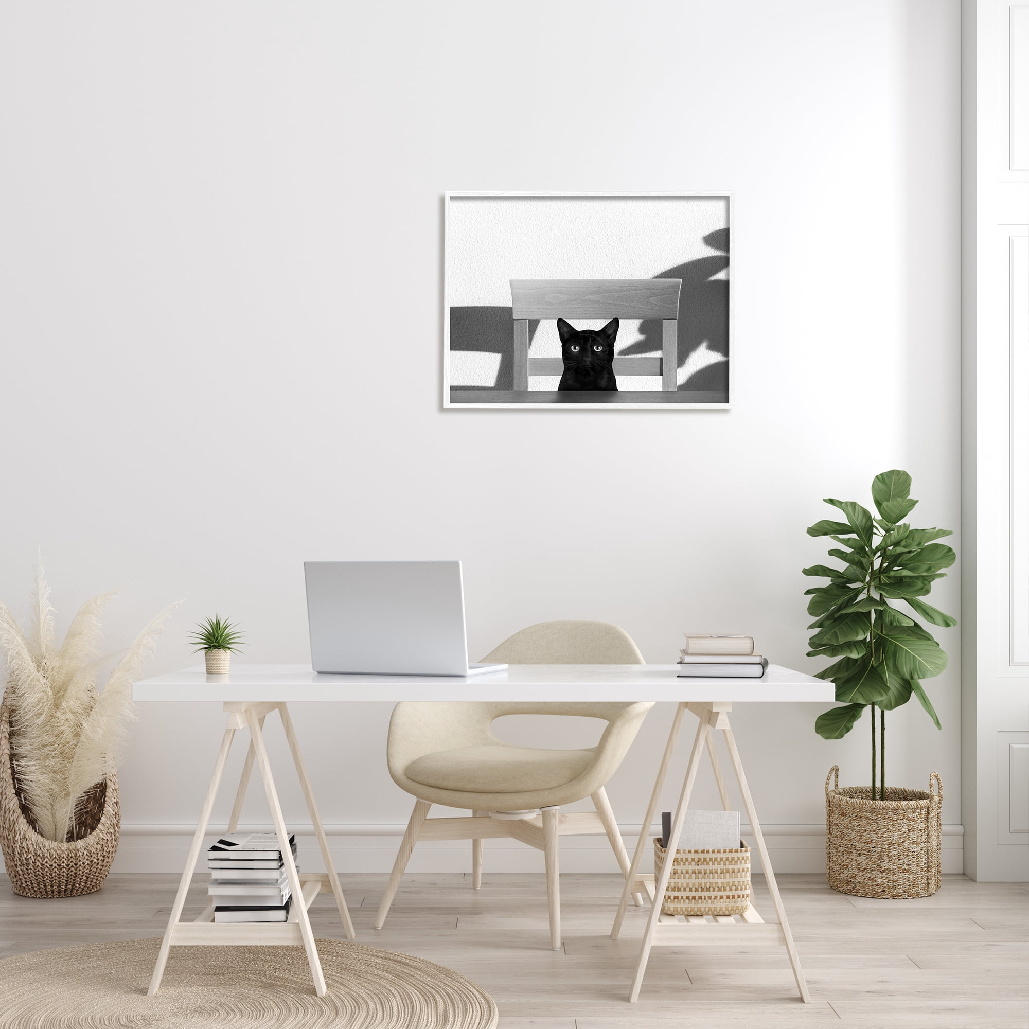 Stupell Industries Black Cat at Kitchen Table Pet Animal Photograph, 24 x 30, Designed by Jon Bertelli