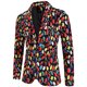 thumbnail image 3 of Moda para hombre ocio Navidad impreso bolsillo botones manga larga cuello en V traje grandes trajes masculinos ocio ocio traje abrigo, 3 of 5