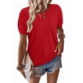 thumbnail image 2 of WIHOLL Short Sleeve Sweater for Women Round Neck Knit Work Tops Beach Fashion Vacation Clothes Summer Outfits 2026 Red Tops, 2 of 8