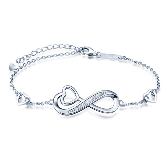 Pulsera Infinity Heart de plata 925 para mujeres y jóvenes