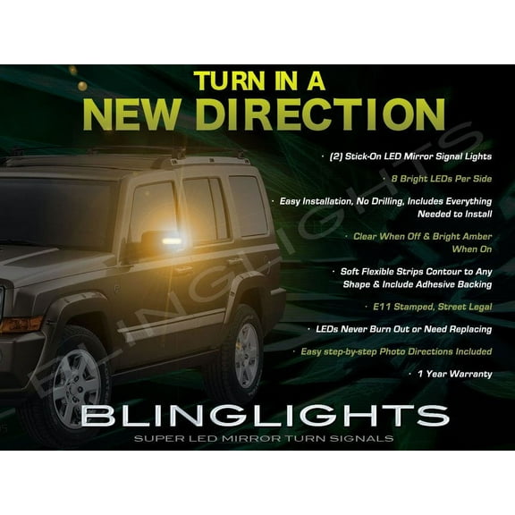 For 2006 2007 2008 2009 2010 Jeep Commander LED Side Mirrors Turnsignals Lights Turn Signals Signalers