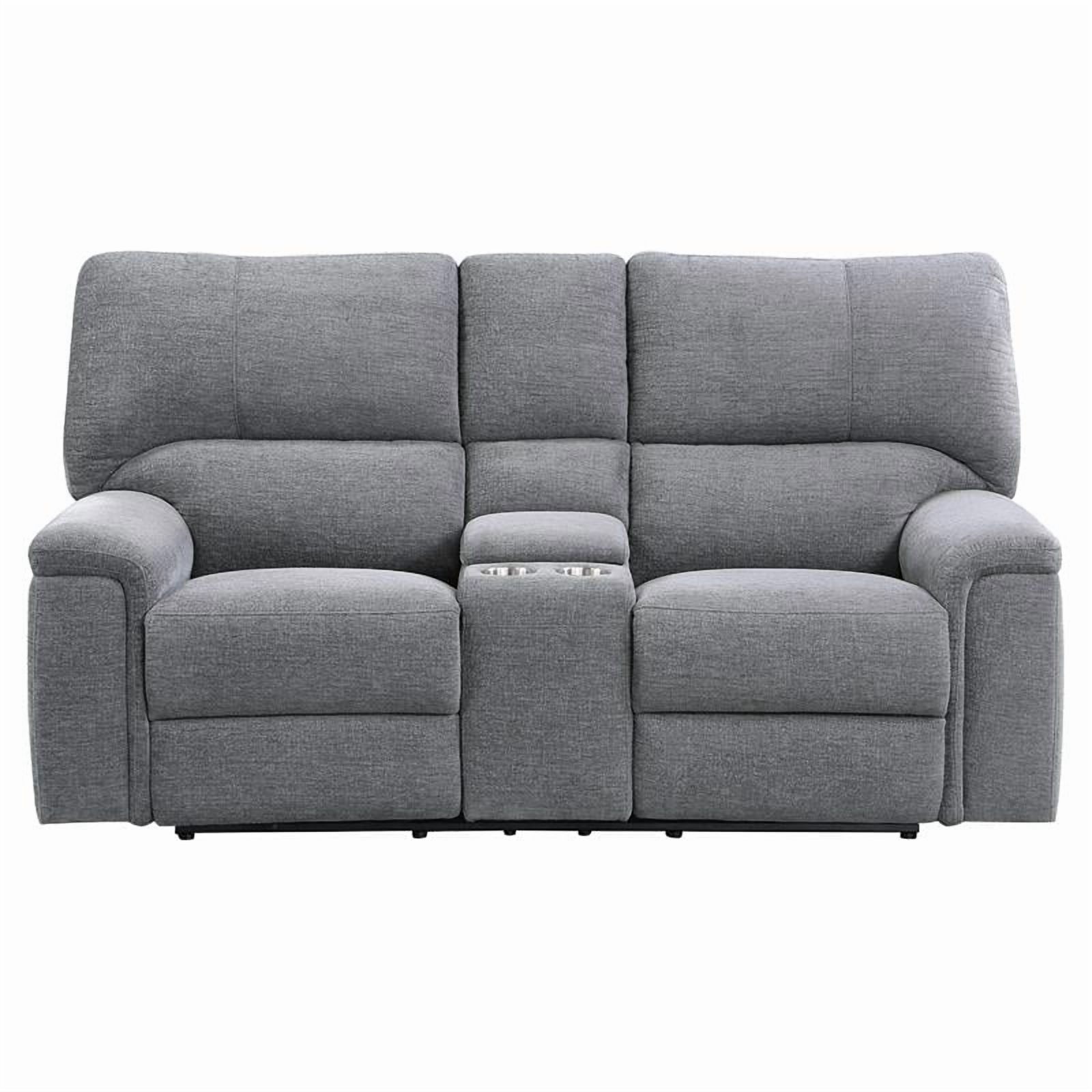 Lexicon Dickinson Power Double Recliner Loveseat with Center Console in Charcoal