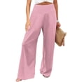 thumbnail image 2 of Women's Palazzo Lounge Pants Wide Leg High Waist Pull-On Flowy Toursers with Pockets 3XL, 2 of 5