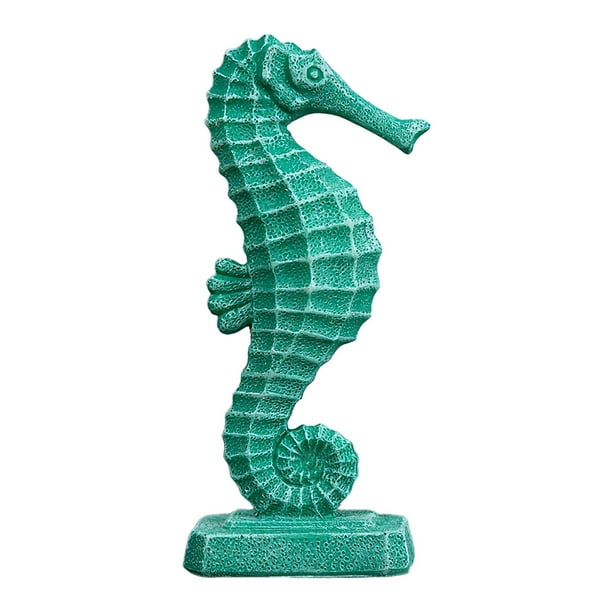 Figura de caballito de mar, modelo decorativo de resina, estatua de arte oceánico, escultura coleccionable verde