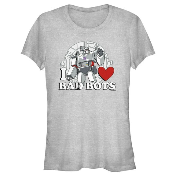Junior's Transformers Megatron I Love Bad Bots  Graphic Tee Athletic Heather X Large