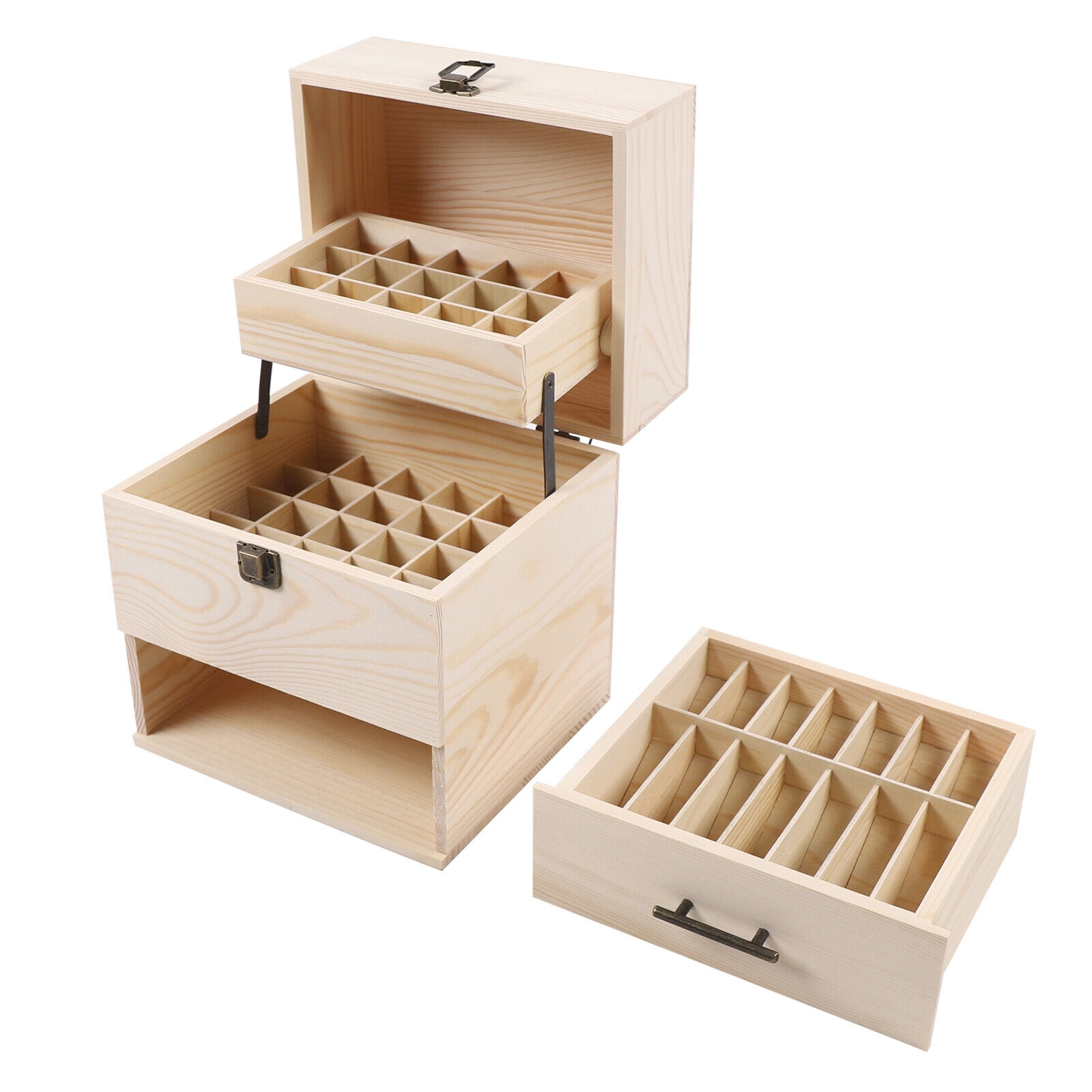 59 Slots 3 Tiers Essential Oil Storage Rack Wood Tool for Perfume Bottles Suitable for 0.5 Oz Essential Oil Bottles and 0.3 Oz Roller Bottles.