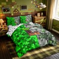 thumbnail image 2 of meiyoeat Pixel Grass L Initial Full Size Bedding Sets for Boys, Gamer Block Monogram Full Size Bed in a Bag, Green Brown, Gamepad Reversible, 7 Pieces, 2 of 6