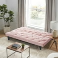 "66"" Contemporary Tufted Velvet Sofa Bed, Convertible Futon Sleeper Couch for Living Room