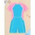 thumbnail image 4 of YUUMIN Unisex Boys Girls One Piece Boyleg Swimsuits Short Sleeve Bathing Suits Swimwear Pink Blue 11-12, 4 of 5