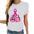 thumbnail image 2 of Luxalzxs Breast Cancer Shirts for Women Pink Ribbon Boxing Gloves Print Fighting Awareness Tops Cancer Survivor Gifts, 2 of 5