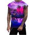 thumbnail image 2 of Xysaqa Men's Cool Graphic Hawaiian Beach Tank Tops Stretchy Sleeveless Muscle Tee Athletic Crewneck Gym Workout Shirts S-3XL, 2 of 5