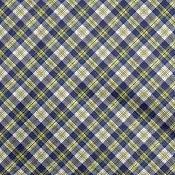 oneOone Cotton Cambric Dark Blue Fabric Check Dress Material Fabric Print Fabric By The Yard 42 Inch Wide