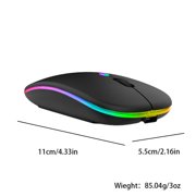 US 1-2 Pack Slim Wireless Bluetooth 2.4Ghz Mouse Dual Mode LED Rechargeable Mice