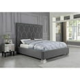 thumbnail image 2 of Gray Velvet Bedframe w/ 75" Tall Headboard and Silver Scale Design - Cal-King, 2 of 2