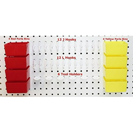 - 38 pc Peg Hook Kit & Plastic Bin Pegboard Assortment Organizer