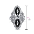 thumbnail image 4 of Bling Jewelry Womens Vintage Art Deco Style Black White CZ Filigree Cocktail Full Finger Ring, 4 of 5