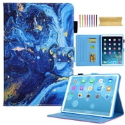 Mantto Tablet Case for iPad (A16) 11th Generation 2025, PU Leather Card Slots Full Body Protection Multi-Angle View Adjustable Stand Auto Wake/Sleep for iPad 10th Gen 10.9" 2022, Blue Marble