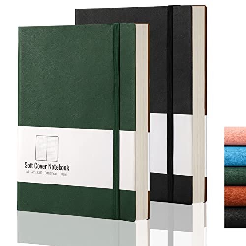 Cuaderno Puntos 2 Pack - A5, Tapa Blanda, 320 Páginas, Papel 120gsm, Cuero (Negro Verde)